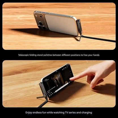 ⚡Official Authorized | 2-in-1 Invisible Holder Charger Cable - 240W Fast Charging Cord with Built-In Phone Stand!