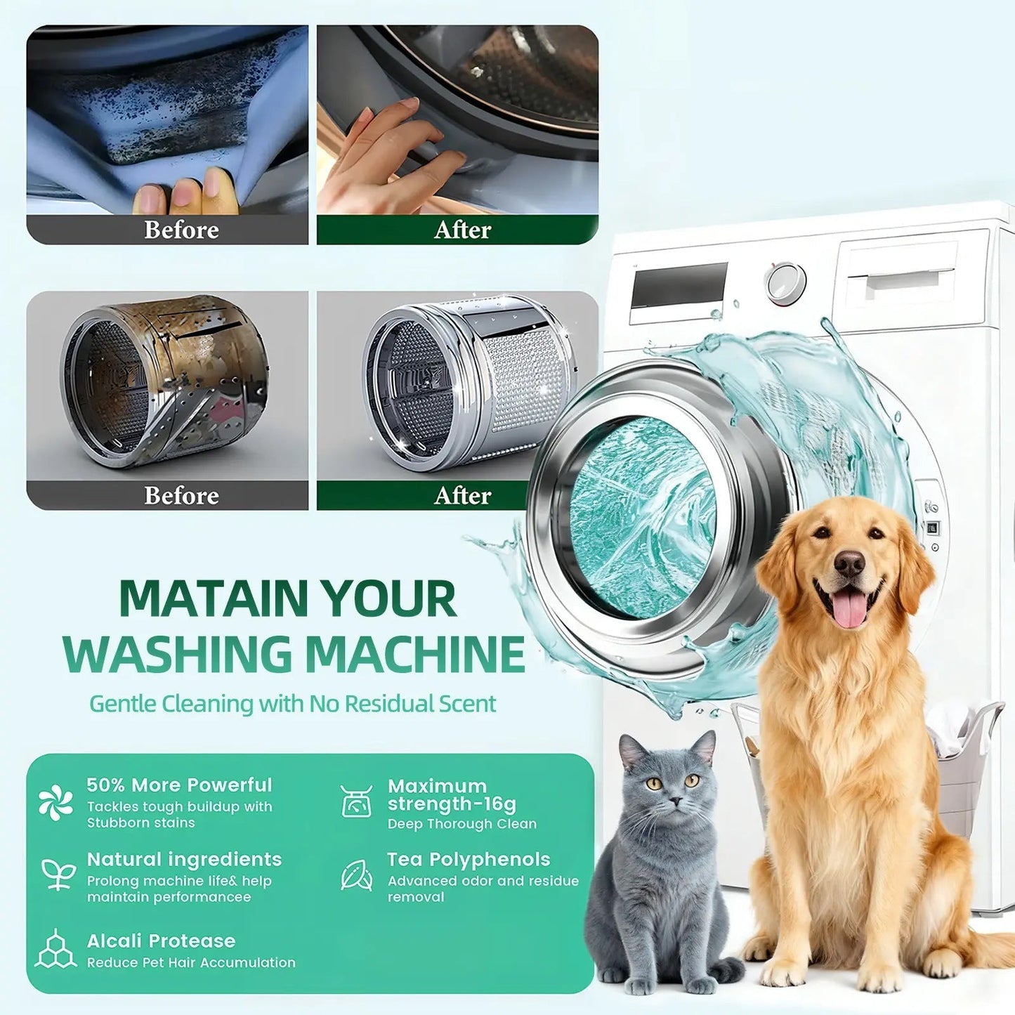 🔥 Powerful Washer Deep Cleaner Tablets – Eliminate Hidden Bacteria & Bad Smells Fast!