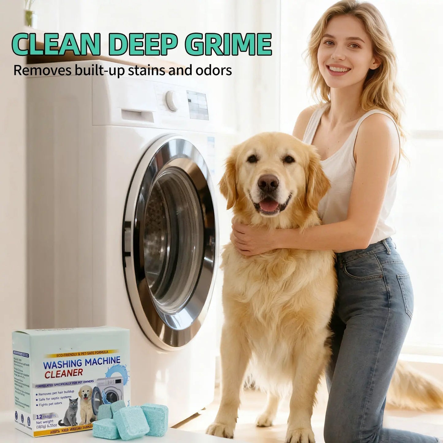 🔥 Powerful Washer Deep Cleaner Tablets – Eliminate Hidden Bacteria & Bad Smells Fast!