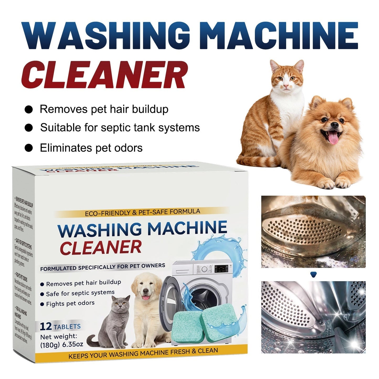 🔥 Powerful Washer Deep Cleaner Tablets – Eliminate Hidden Bacteria & Bad Smells Fast!